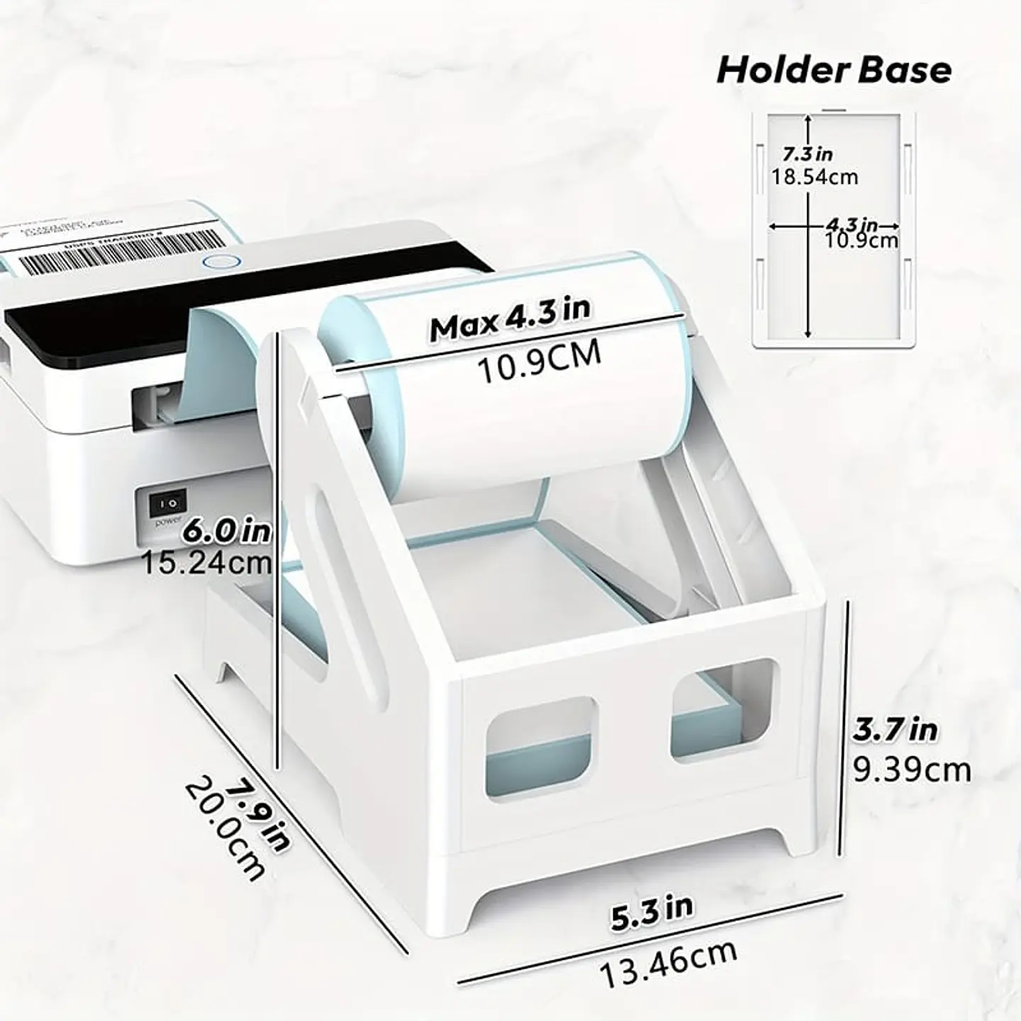 Soporte Porta Etiquetas Térmicas Adhesivas Rollo O Plegadas Blanco 10