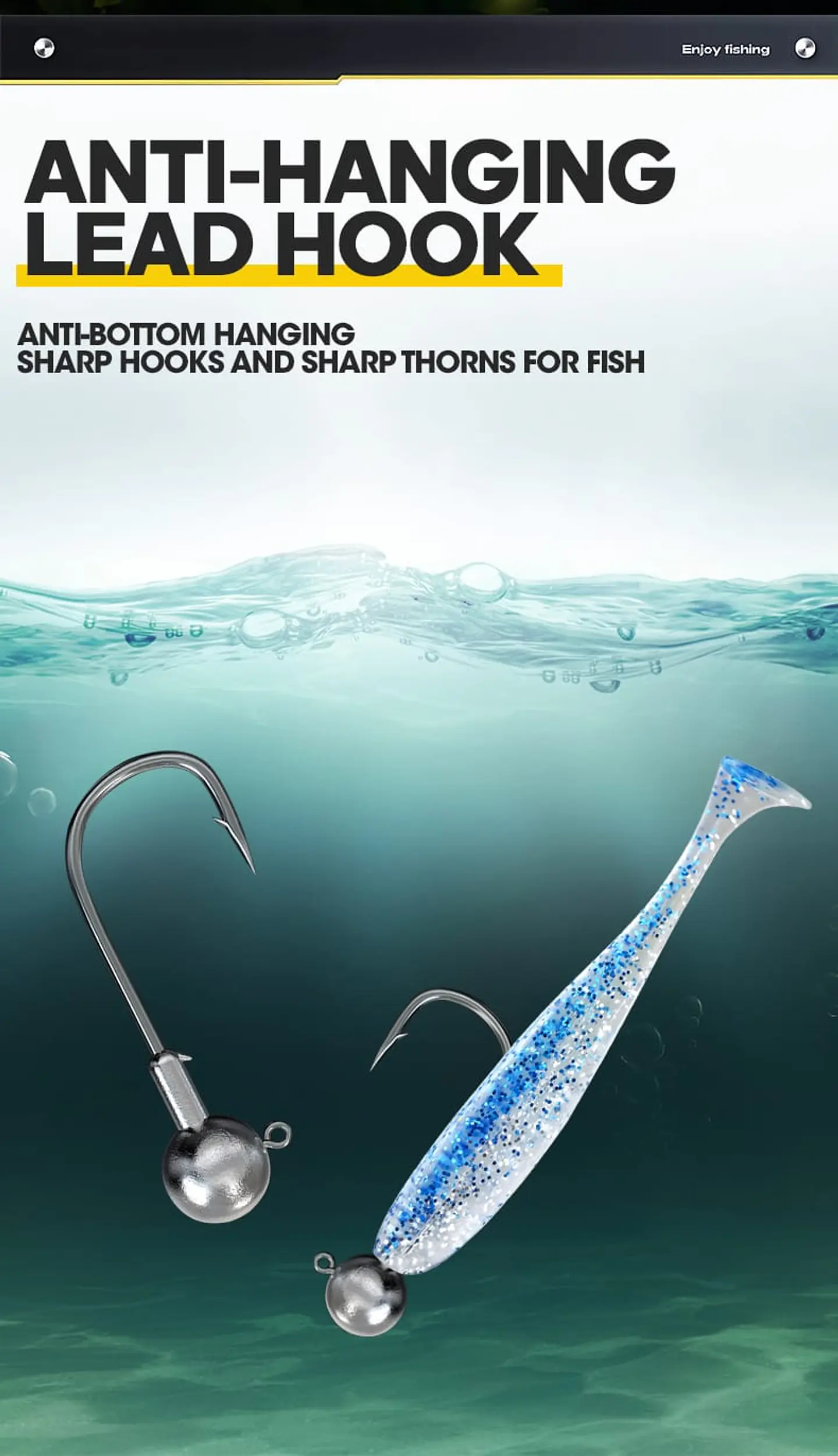 Kit 36 Piezas Pesca Señuelos Vinilo Anzuelo Cabeza Plomada 4
