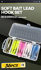 Kit 36 Piezas Pesca Señuelos Vinilo Anzuelo Cabeza Plomada - Miniatura 2