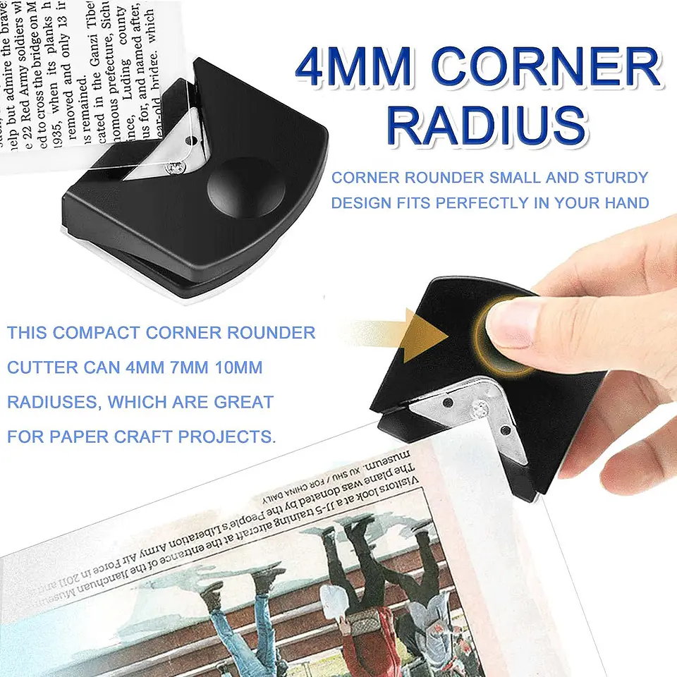 Redondeador Puntas Cortador Esquinas Despuntador Micas Hojas Negro 6