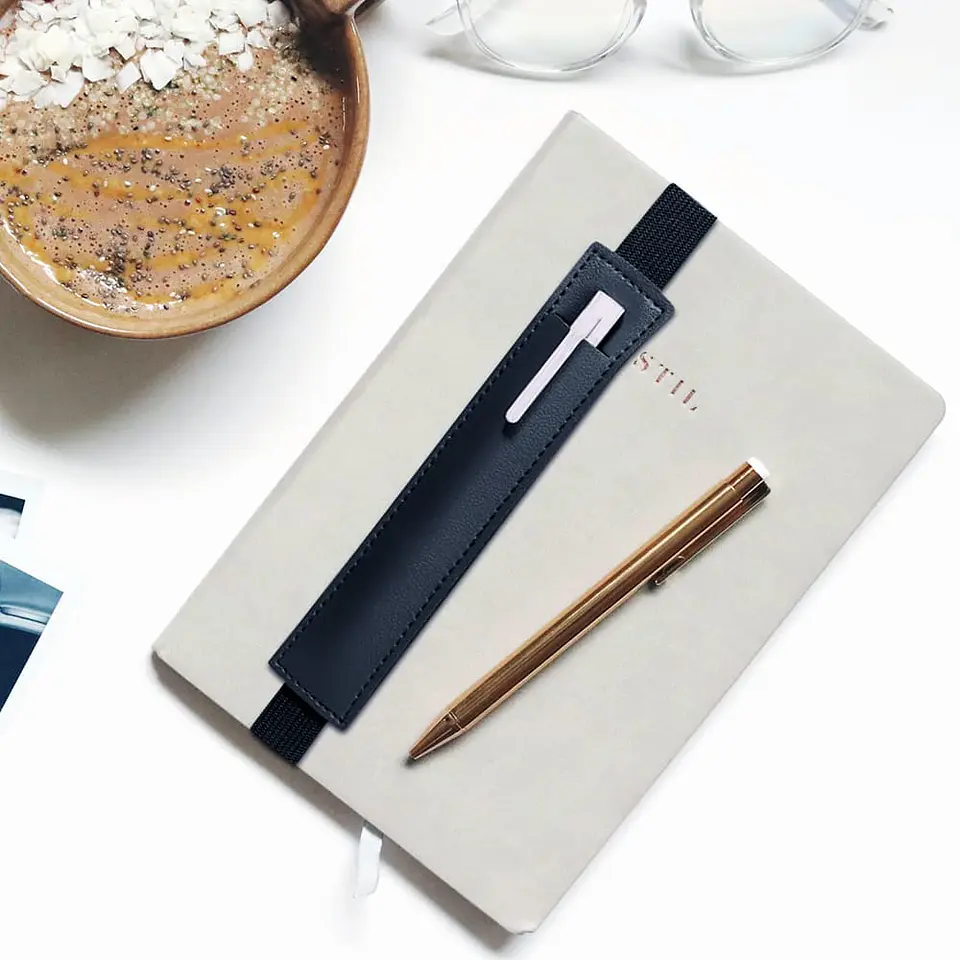 Funda Pluma Porta Lápiz Cuerina para Agenda Libreta Tablet Etc Negro 4