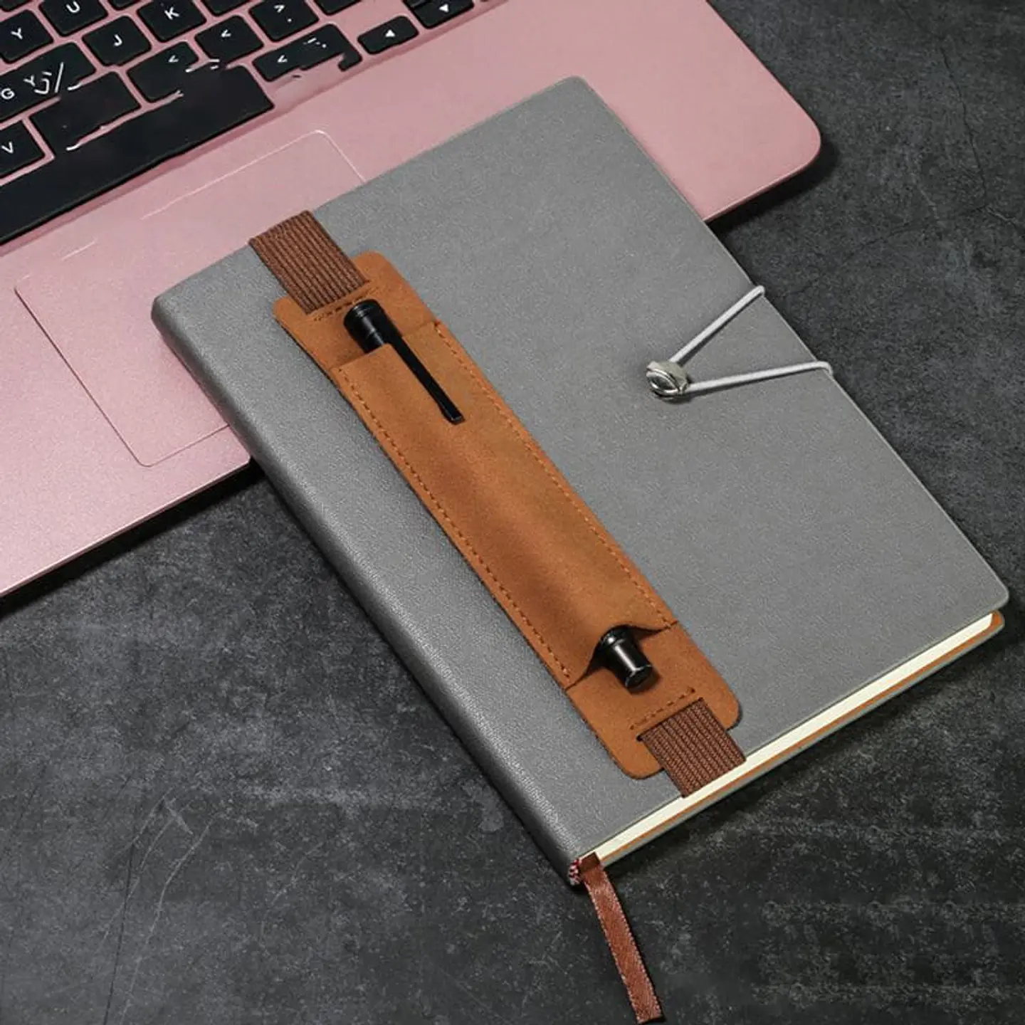 Funda Pluma Porta Lápiz Cuero Para Agenda Libreta Tablet 3