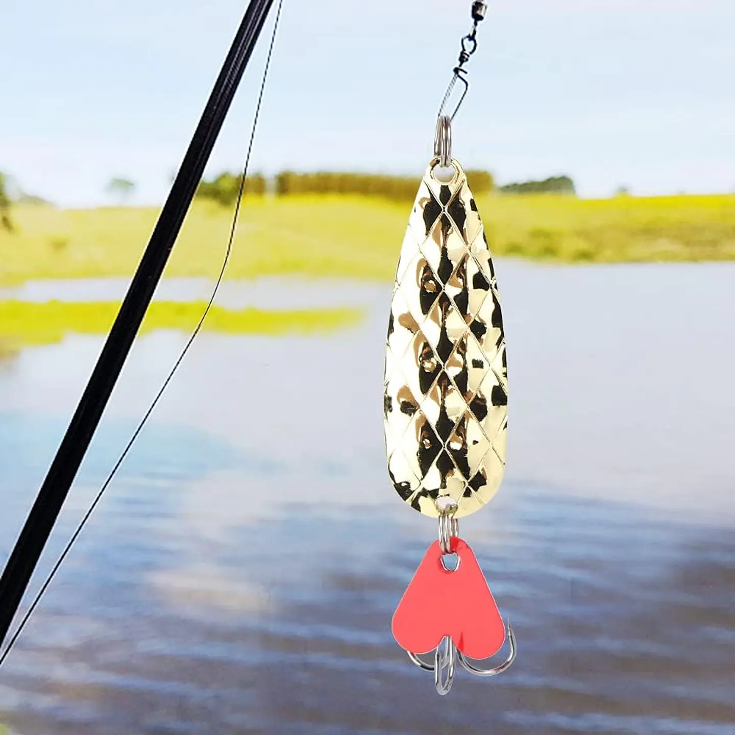 Kit 10 Señuelos Pesca Chispas Metal Cucharas + Caja 8