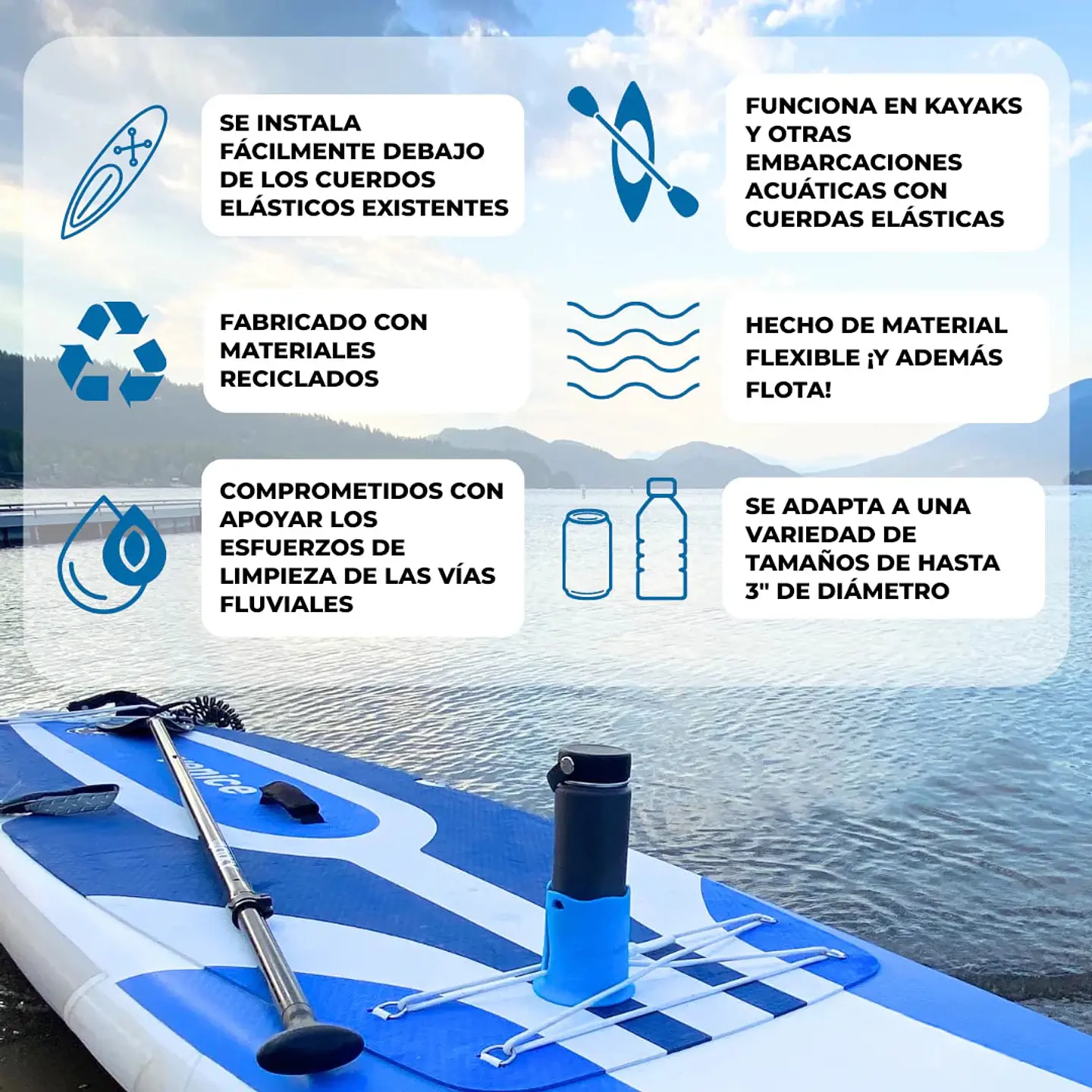 Soporte Porta Vaso Lata Etc Kayak Stand Up Paddle Lancha Rosado 3