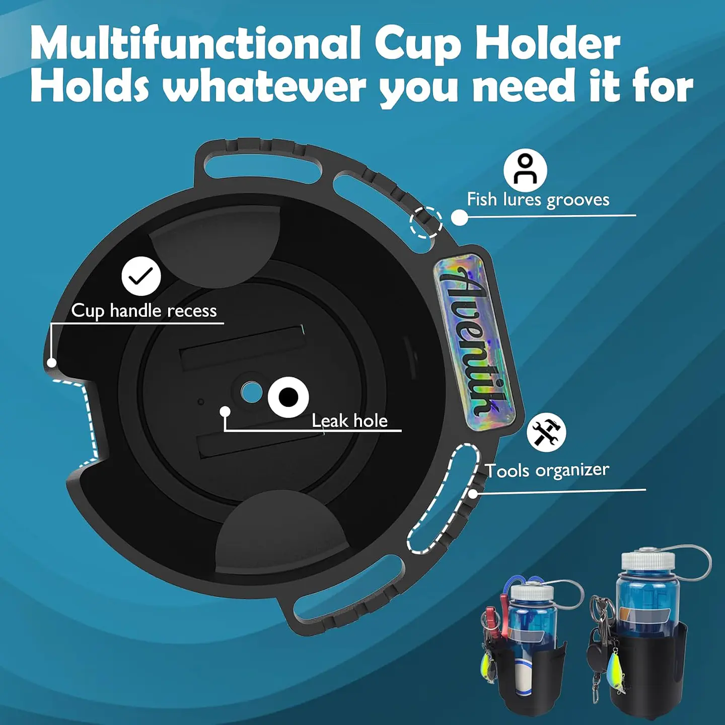 Soporte Multifuncional Porta Vaso Para Riel Kayak 5