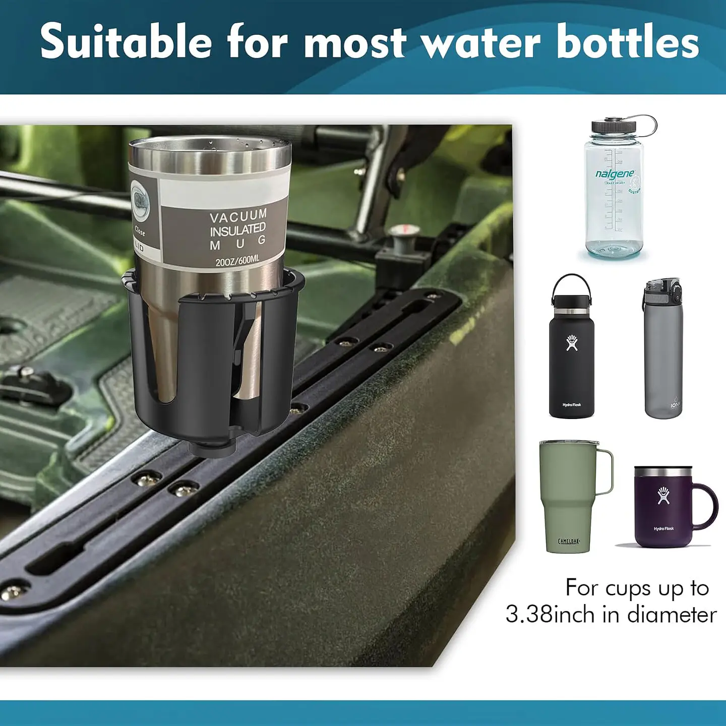 Soporte Multifuncional Porta Vaso Para Riel Kayak 8