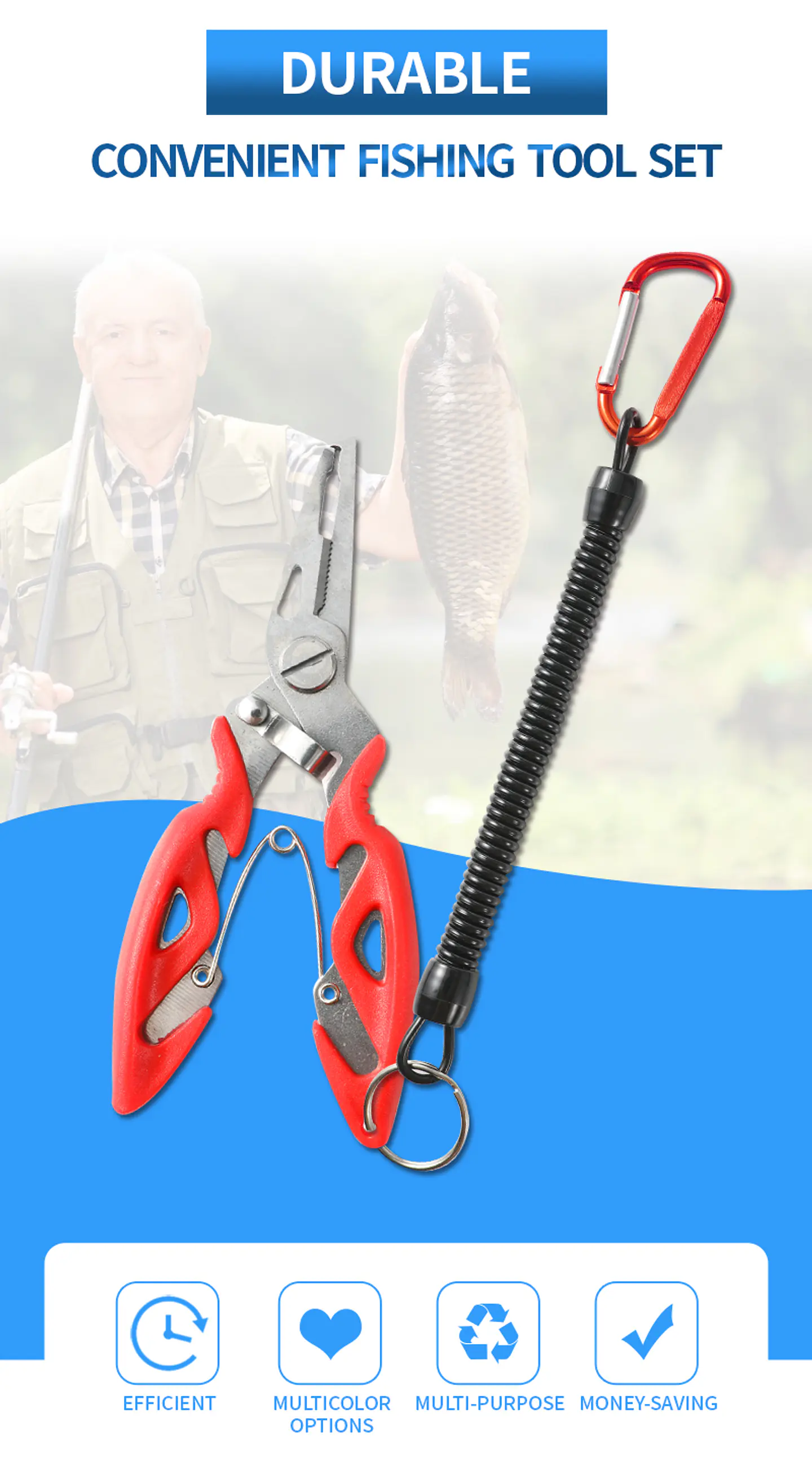 Alicate Pesca Pinzas Anzuelo Herramienta Cortante Multifunción Rojo 2