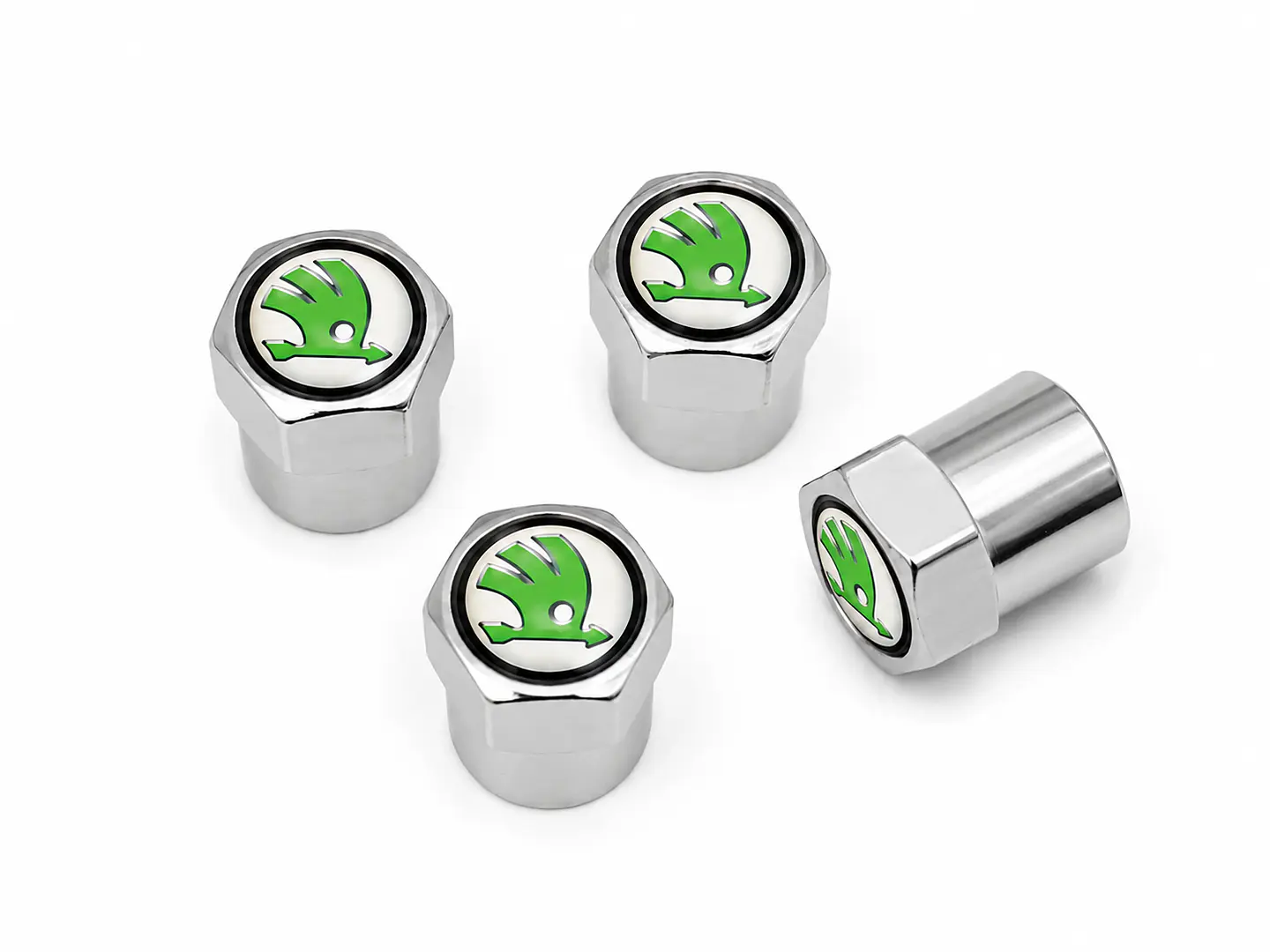 Set X4 Tapas Válvulas Metálicas Aire Ruedas Para Skoda 1