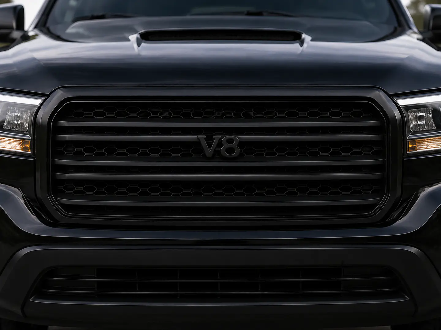 Logo Multimarcas Emblema V8 Frontal Parrilla 7.7x3.9cm Negro 2