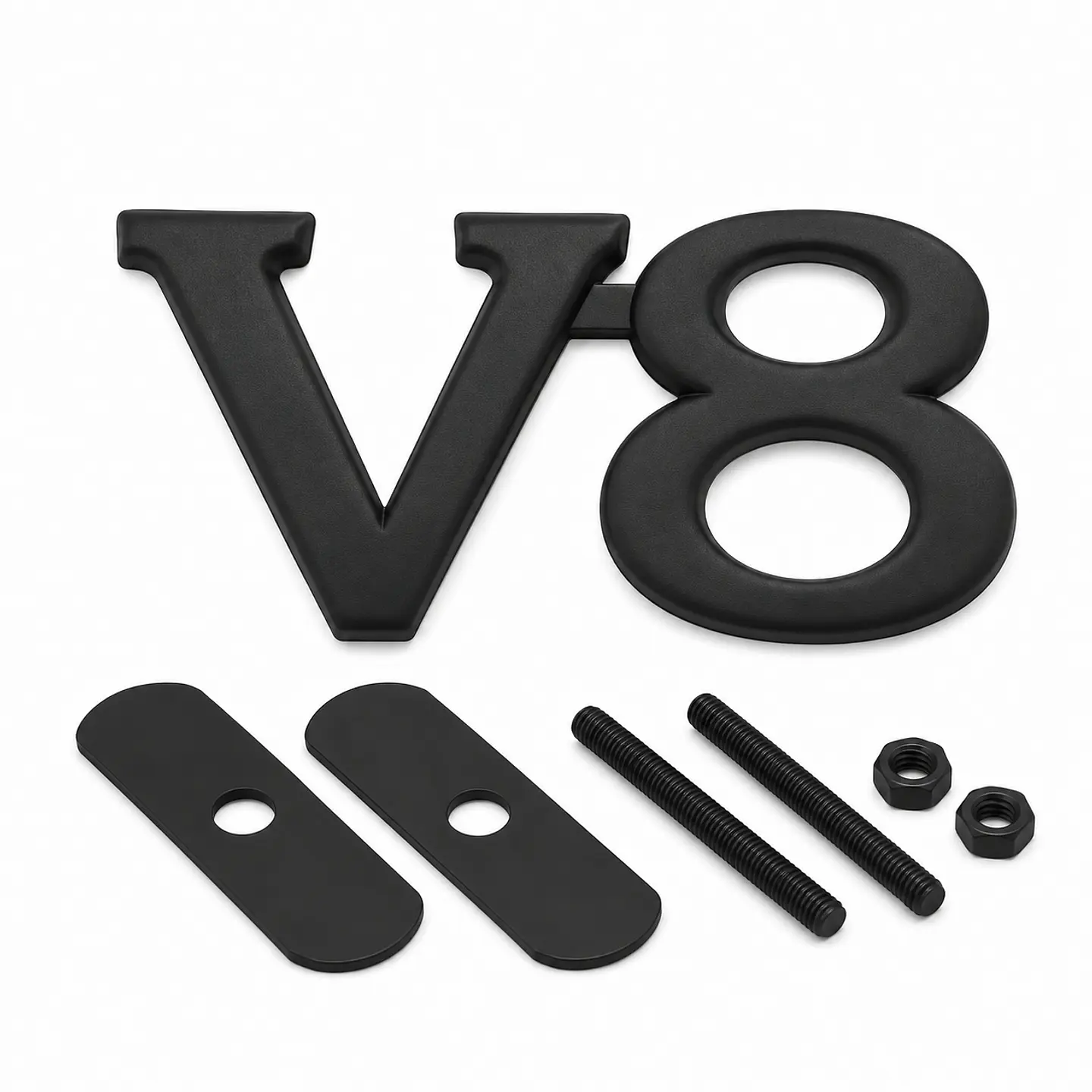Logo Multimarcas Emblema V8 Frontal Parrilla 7.7x3.9cm Negro 1