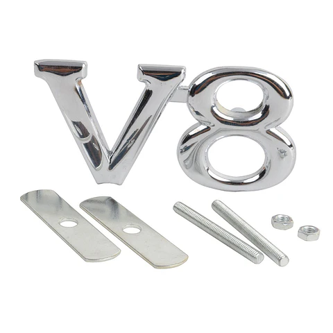 Logo Multimarcas Emblema V8 Frontal Parrilla 7.7x3.9cm Cromado