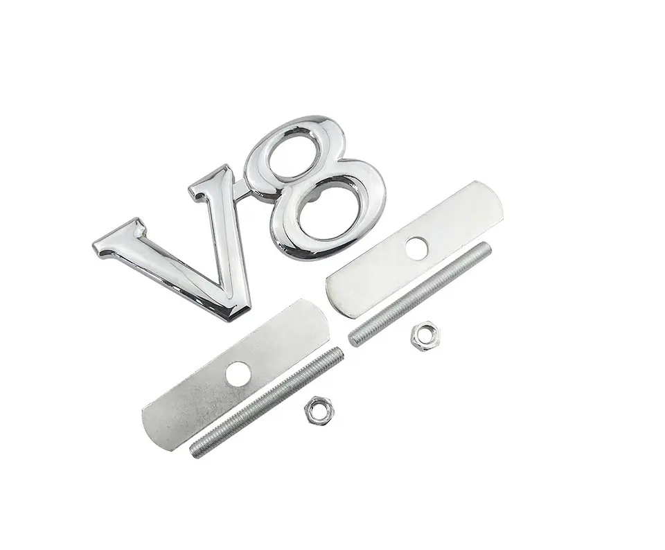 Logo Multimarcas Emblema V8 Frontal Parrilla 7.7x3.9cm Cromado 2
