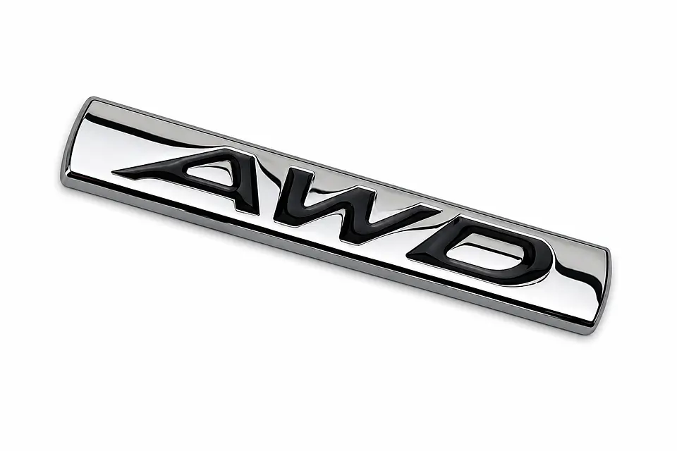 Logo Emblema Multimarcas Awd Metálico 8x1.4cm Cromado Negro 1