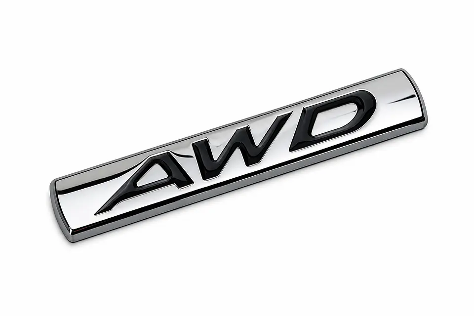 Logo Emblema Multimarcas Awd Metálico 8x1.4cm Cromado Negro 3