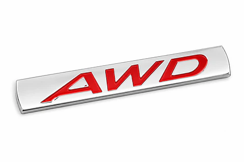 Logo Emblema Multimarcas Awd Metálico 8x1.4cm Cromado Rojo