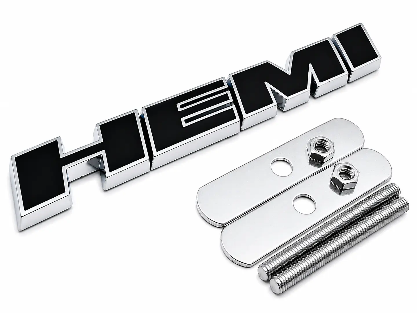 Logo Emblema Hemi Frontal Metálico 12.2x1.6cm para Dodge Jeep Negro 1