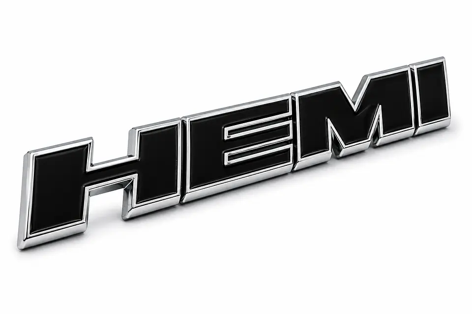 Logo Emblema adhesivo Hemi Metálico 12.2x1.6cm Para Dodge Jeep Negro 1