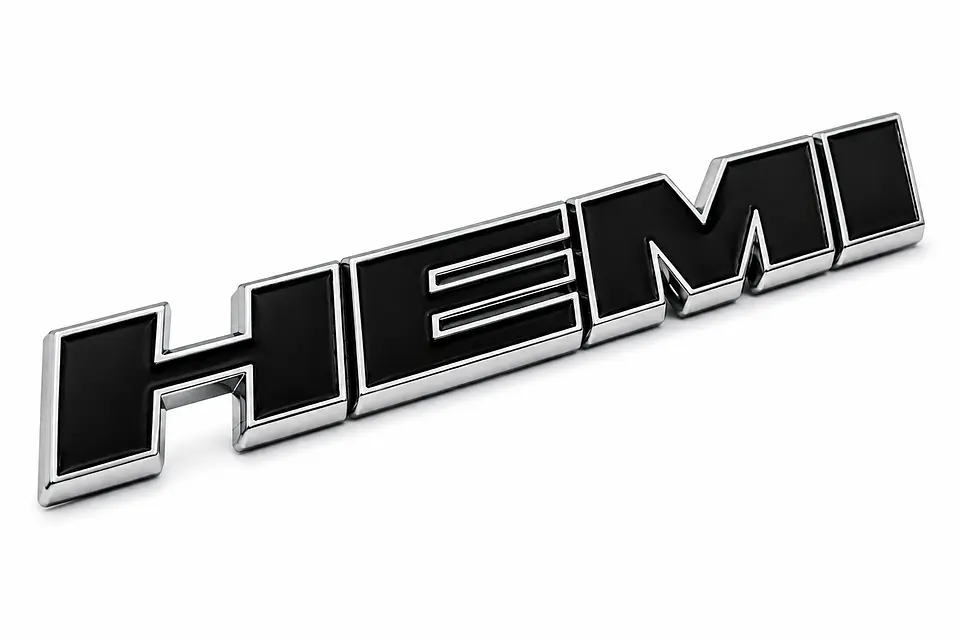 Logo Emblema adhesivo Hemi Metálico 12.2x1.6cm Para Dodge Jeep Negro 2