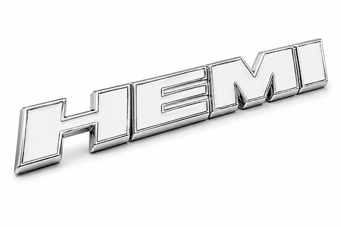 Logo Emblema adhesivo Hemi Metálico 12.2x1.6cm Para Dodge Jeep Blanco