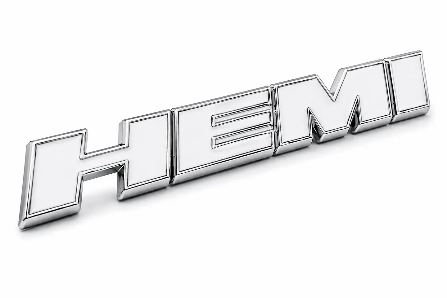 Logo Emblema adhesivo Hemi Metálico 12.2x1.6cm Para Dodge Jeep Blanco 1