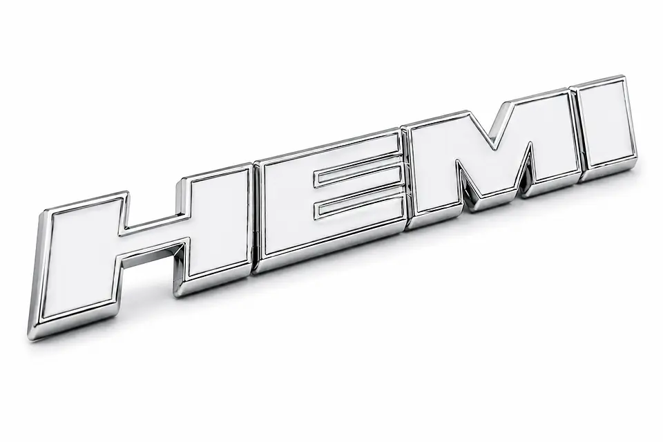 Logo Emblema adhesivo Hemi Metálico 12.2x1.6cm Para Dodge Jeep Blanco 1