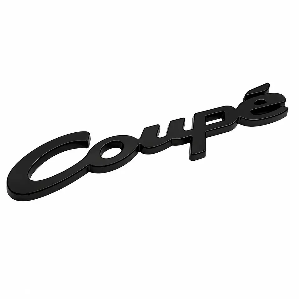 Logo Emblema Coupe Multimarca 9.5x1.8cm Metálico Negro 1