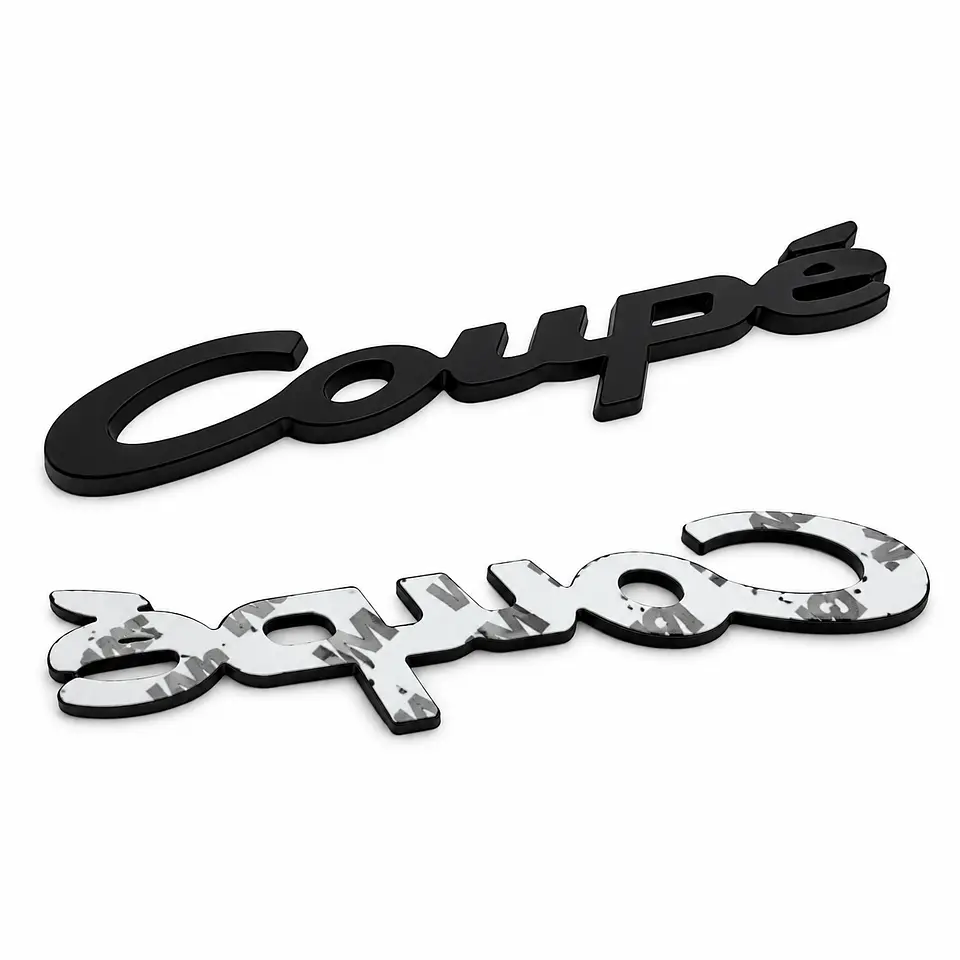 Logo Emblema Coupe Multimarca 9.5x1.8cm Metálico Negro 2