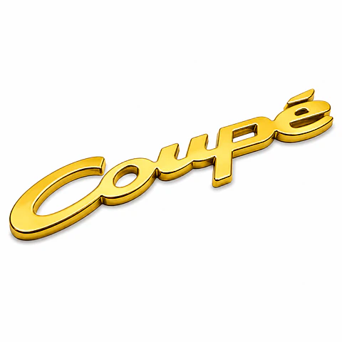 Logo Emblema Coupe Multimarca 9.5x1.8cm Metálico Dorado