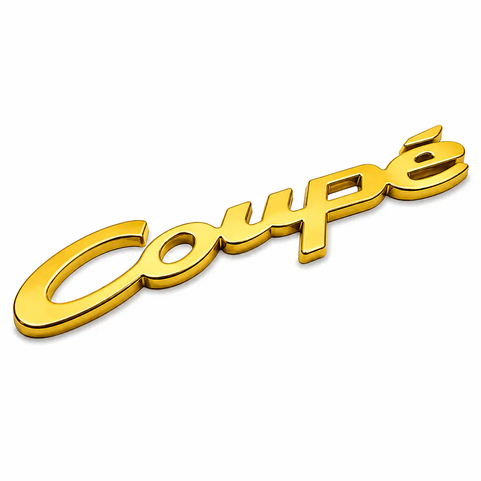 Logo Emblema Coupe Multimarca 9.5x1.8cm Metálico Dorado 1