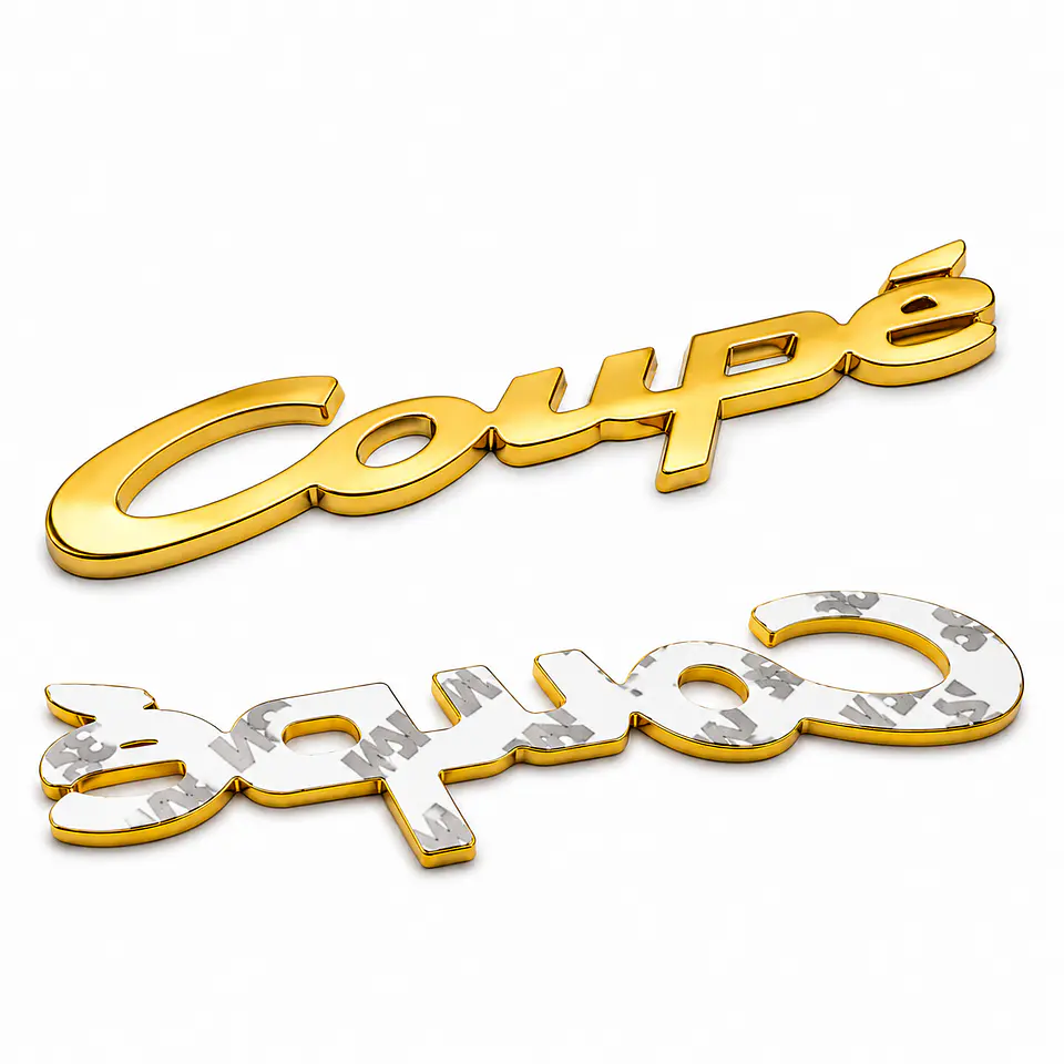 Logo Emblema Coupe Multimarca 9.5x1.8cm Metálico Dorado 2