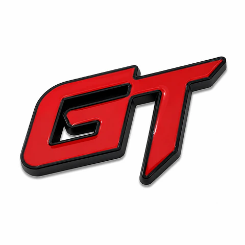 Logo Emblema Gt Multimarca 6.3x3.8cm Metálico Rojo/Negro