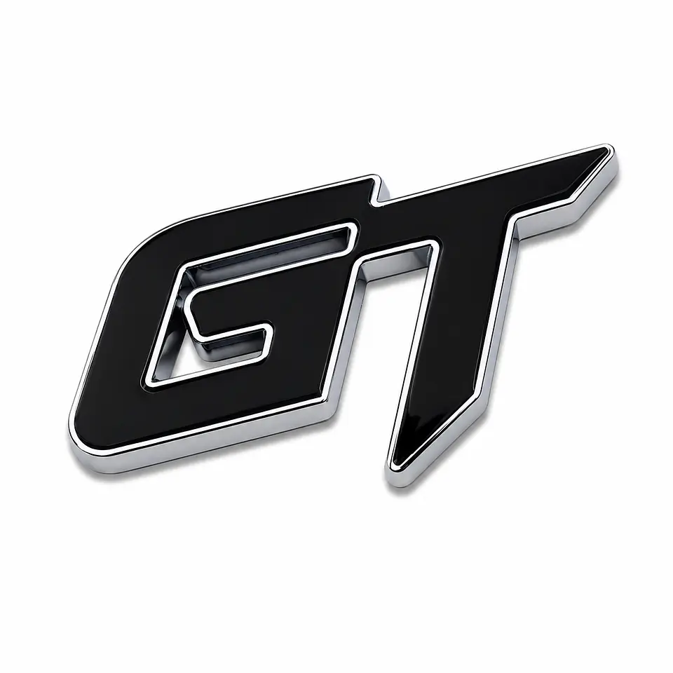 Logo Emblema Gt Multimarca 6.3x3.8cm Metálico Negro 1