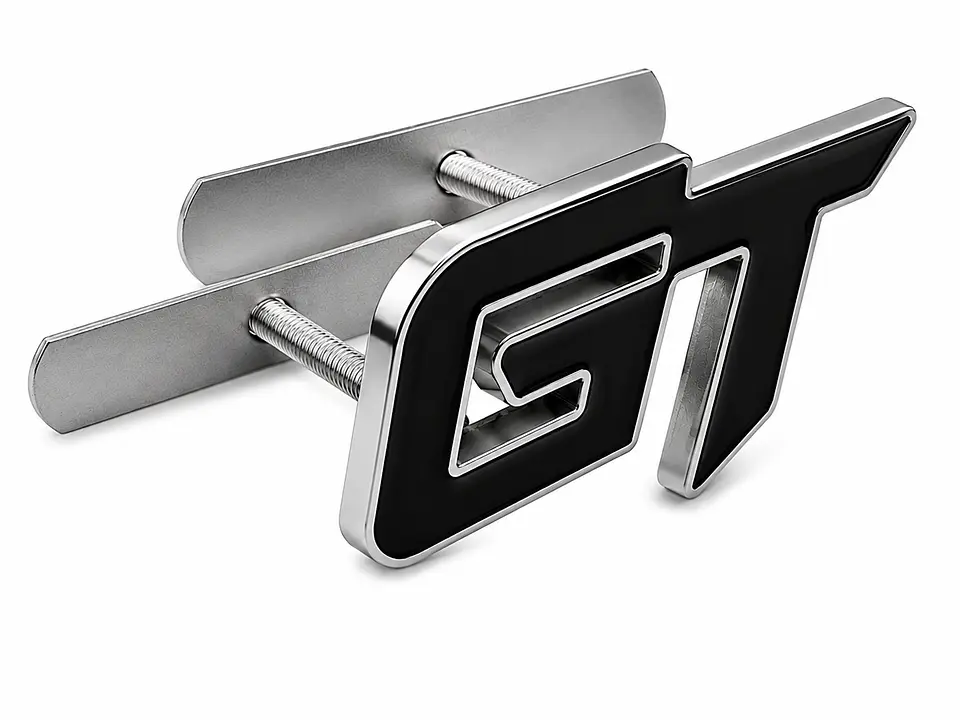 Logo Emblema Frontal parrilla Gt Multimarca 6.3x3.8cm Metálico Negro 1