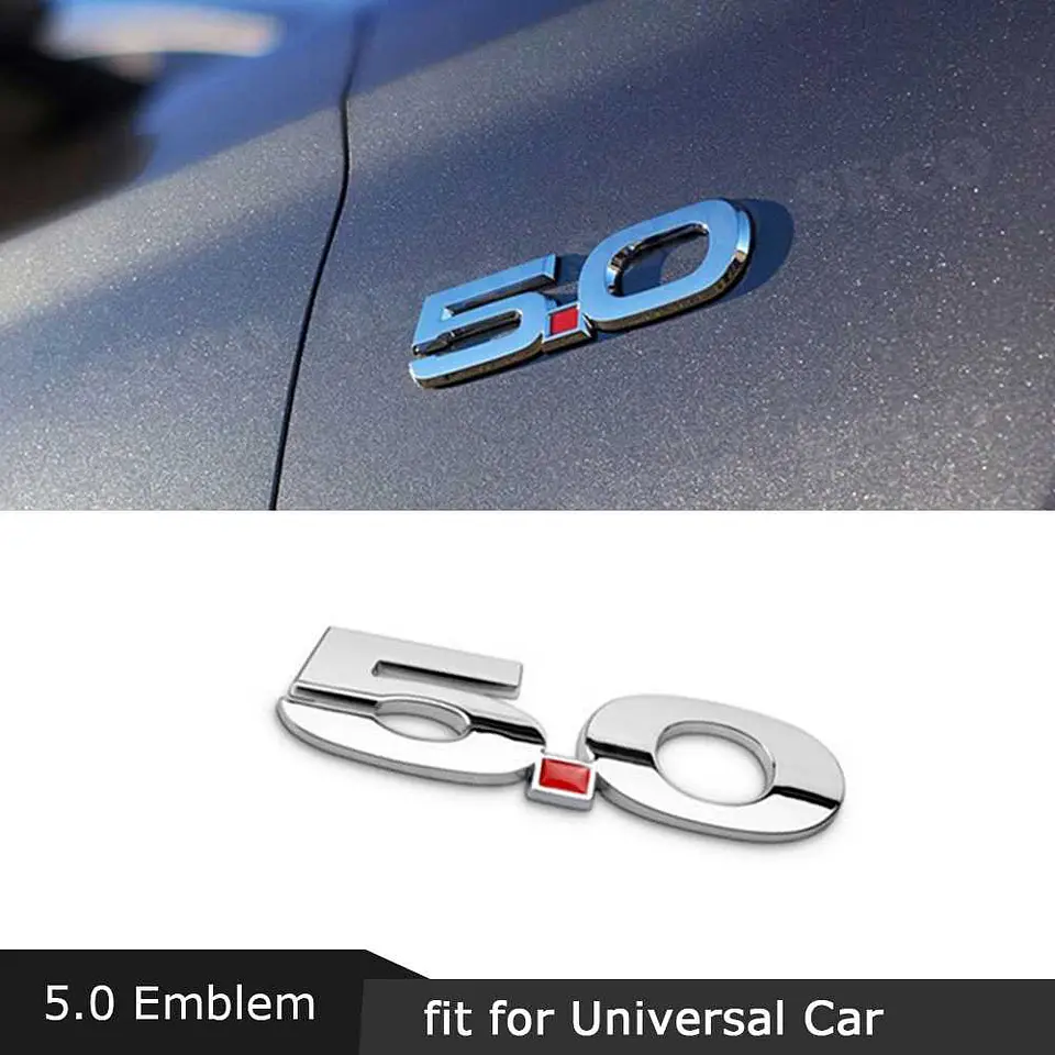 Emblema Logo 5.0 Para Ford Mustang F-150 13.8x3.5cm Cromado Metalico 2