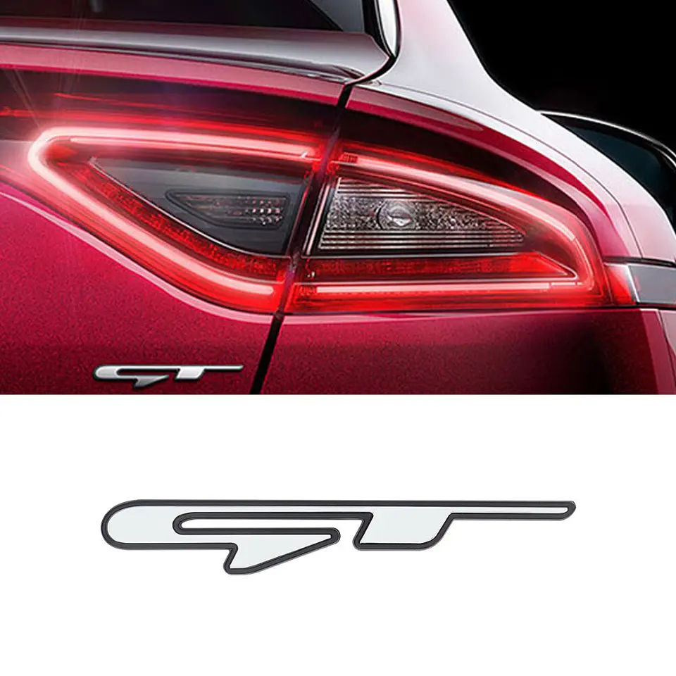 Emblema Logo Gt Multimarca 10.5x1.7cm Para Peugeot Kia Etc Negro 3