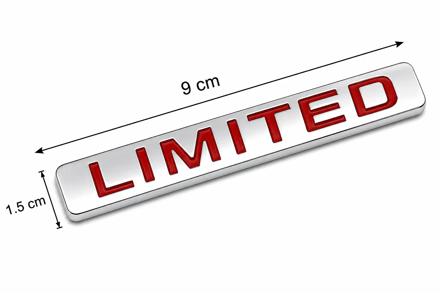 Logo Emblema Limited Multimarca 9x1.5cm Metalico Cromado Rojo 3