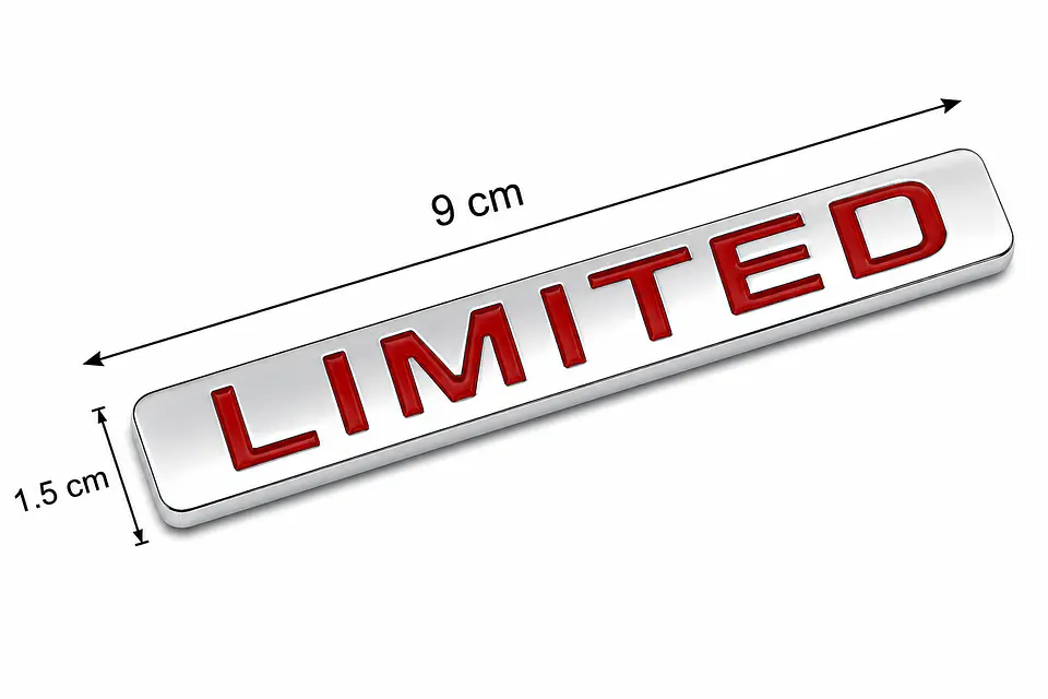 Logo Emblema Limited Multimarca 9x1.5cm Metalico Cromado Rojo 3