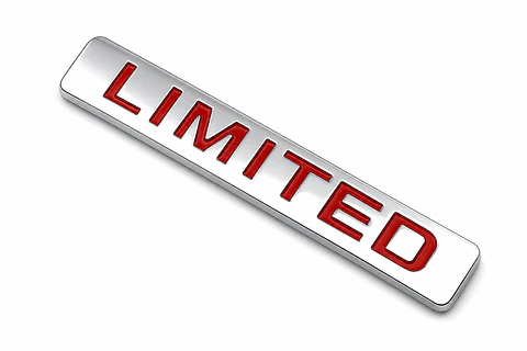Logo Emblema Limited Multimarca 9x1.5cm Metalico Cromado Rojo