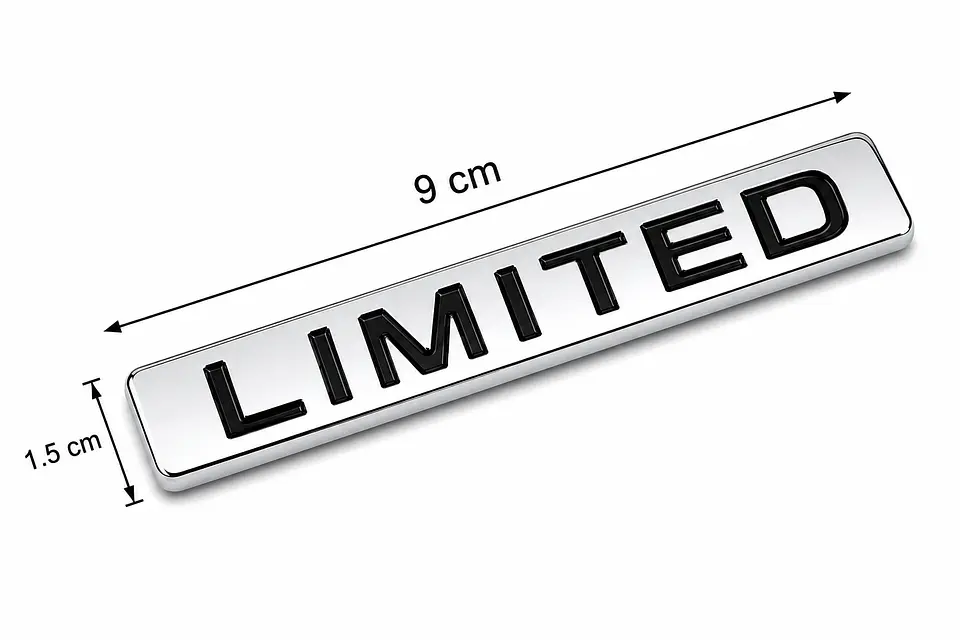 Logo Emblema Limited Multimarca 9x1.5cm Metalico Cromado Negro 2