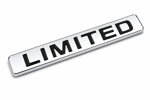 Logo Emblema Limited Multimarca 9x1.5cm Metalico Cromado Negro