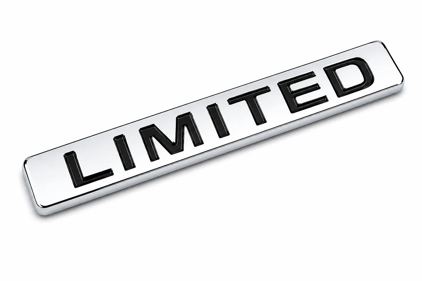 Logo Emblema Limited Multimarca 9x1.5cm Metalico Cromado Negro 1