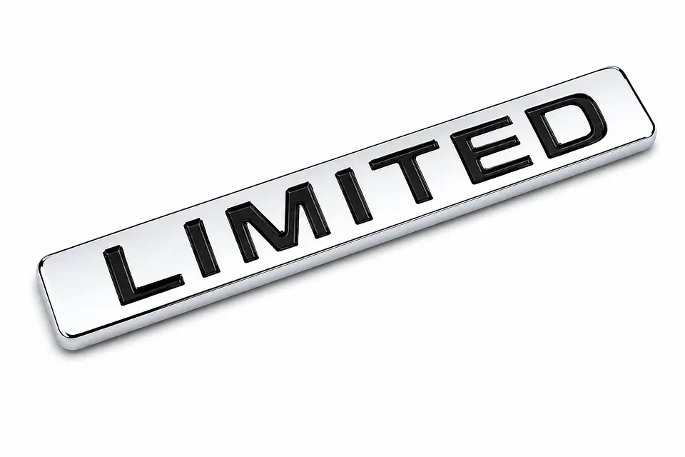Logo Emblema Limited Multimarca 9x1.5cm Metalico Cromado Negro 1