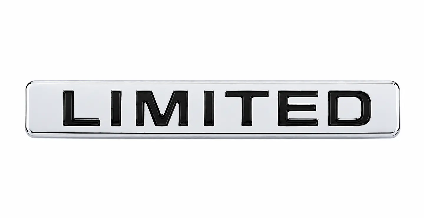 Logo Emblema Limited Multimarca 9x1.5cm Metalico Cromado Negro 3