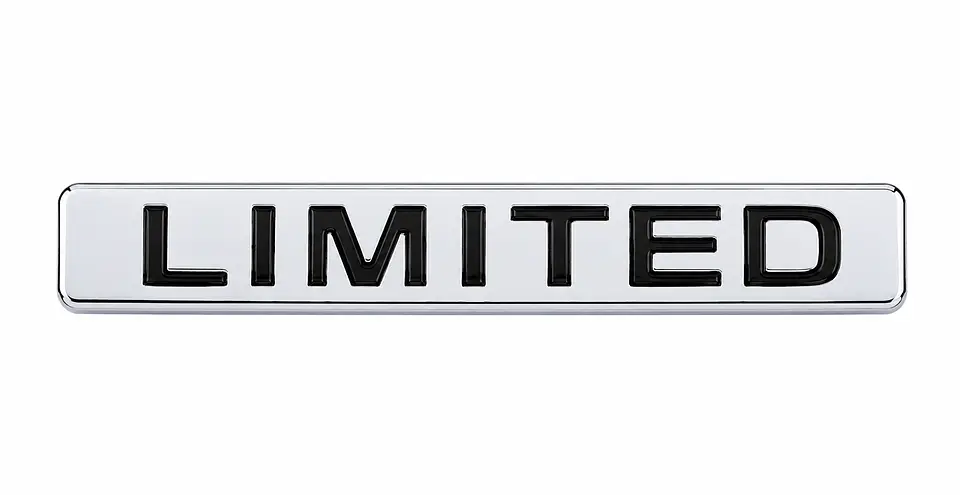 Logo Emblema Limited Multimarca 9x1.5cm Metalico Cromado Negro 3