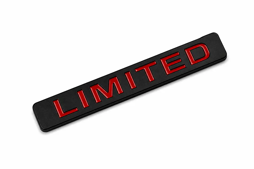 Logo Emblema Limited Multimarca 9x1.5cm Metalico Negro Rojo 1