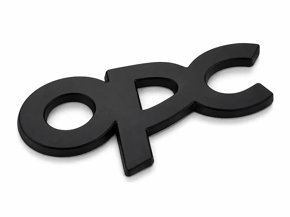 Logo Emblema Para Opel Opc 8x3.6cm metalico Negro 1