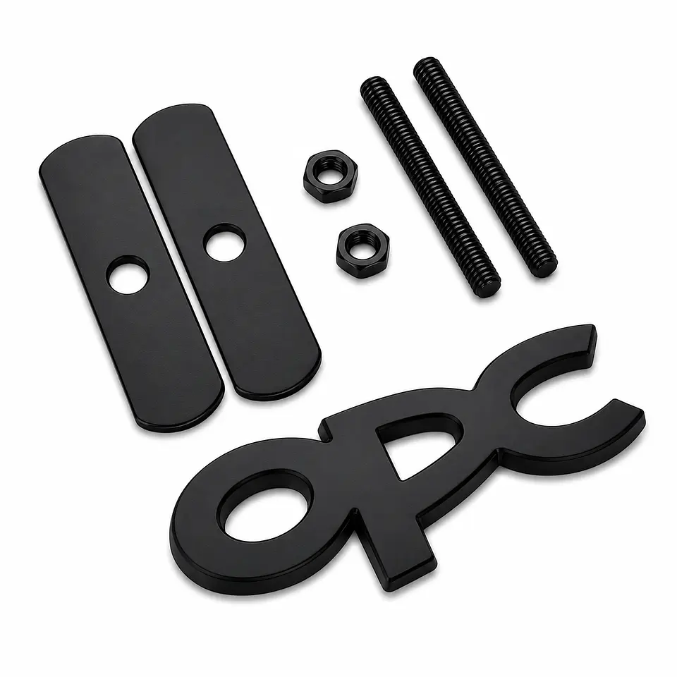 Logo Parrilla Emblema Frontal Para Opel Opc 8x3.6cm Metalico Negro 1