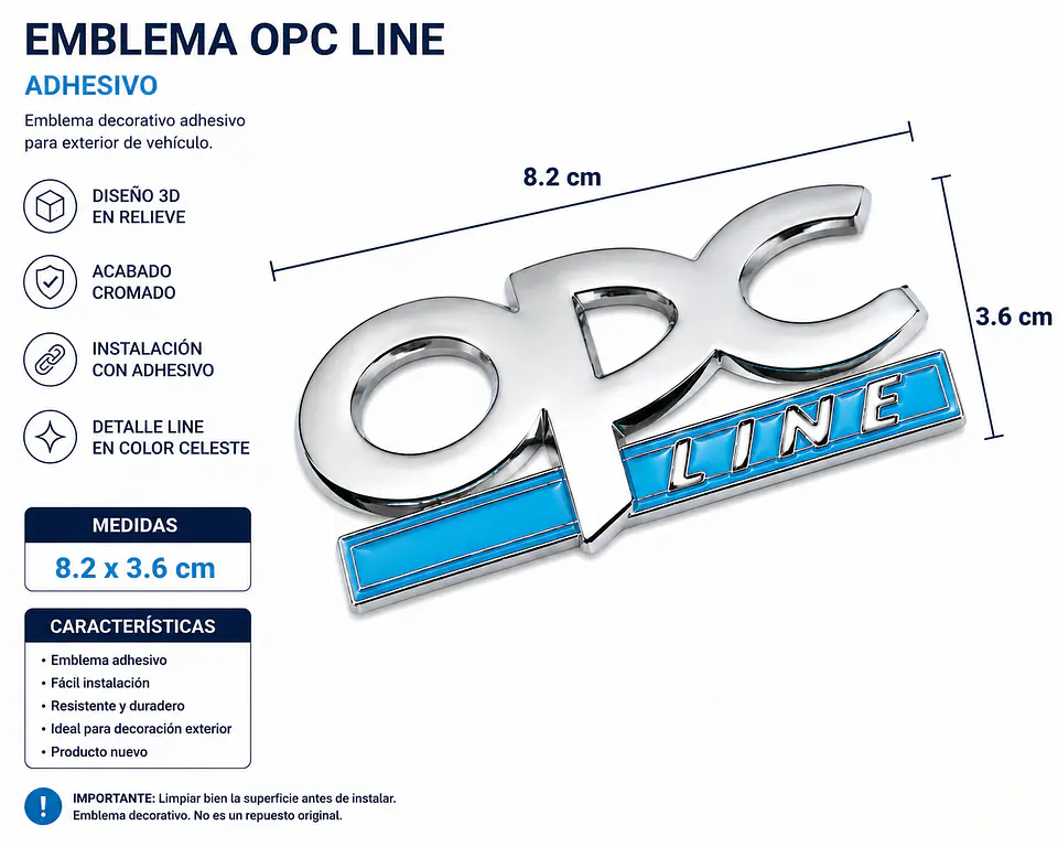 Logo Emblema Para Opel Opc Line 8.2x3.6cm Metalico 2