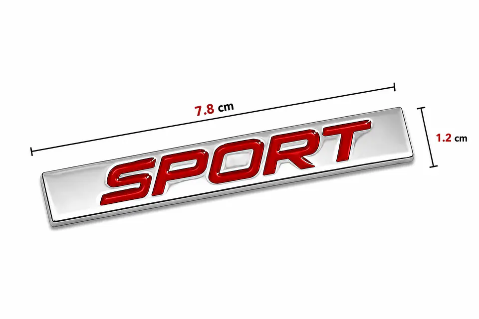 Logo Emblema Sport Multimarca 7.8x1.2cm Metálico Rojo 2