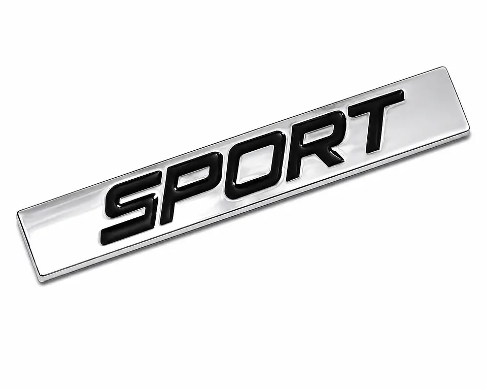 Logo Emblema Sport Multimarca 7.8x1.2cm Metálico Negro 1